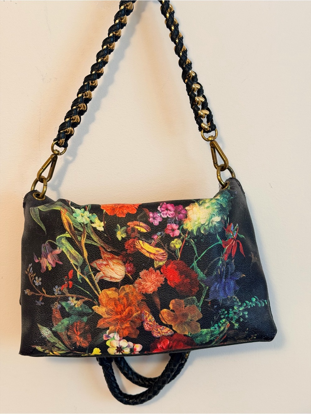 Elliott Lucca Black Floral Shoulder Tote with Gold Hardware - Picture 11 of 16